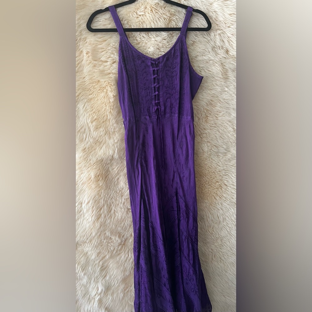 Vintage Purple Rayon Midi Dress In Medium.